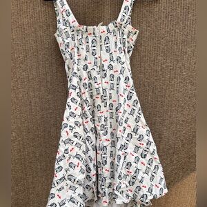 Ixia Owl Print Fit Hearts Flare Dress Novelty print Women’s Size S